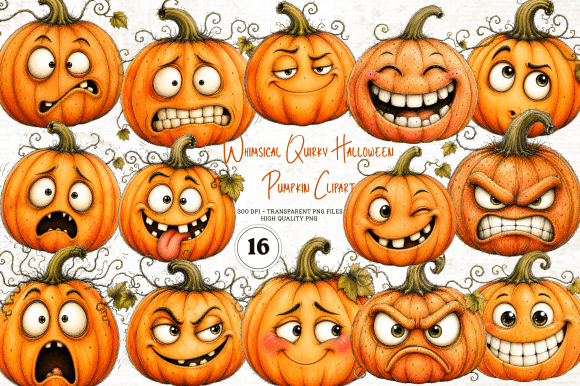 Download Whimsical Quirky Halloween Pumpkin PNG - Halloween pumpkin Collection
