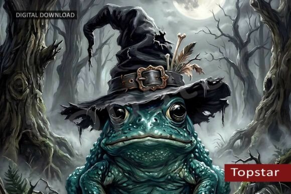 Download Funny Halloween Decor Frog Witch Hat Art - Halloween decor Collection