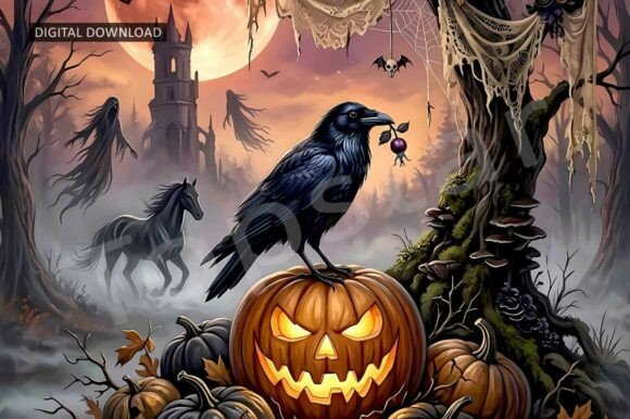 Download Creepy Forest Halloween Pumpkin Decor - Halloween pumpkin Collection