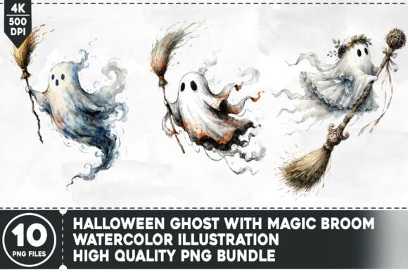 Download Halloween Ghost with Magic Broom - Halloween ghost Collection