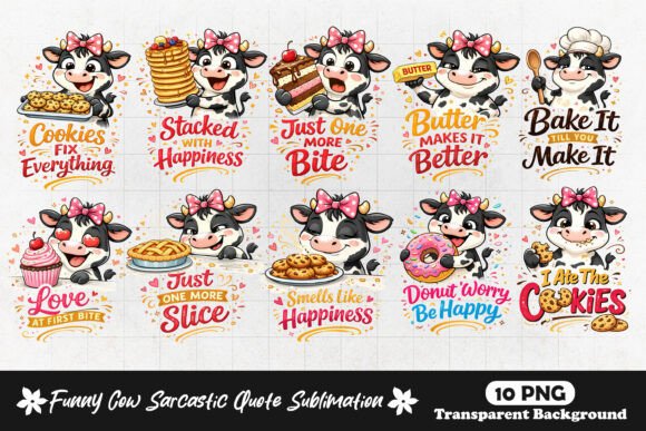 Download Cute Cow Dessert Quotes Funny Baking PNG - Baking Collection