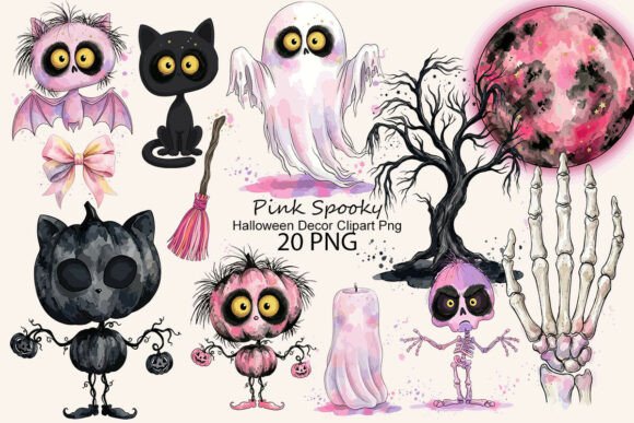 Download Pink Spooky Halloween Decor Clipart Png - Halloween decor Collection
