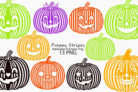 Download Preppy Stripes Halloween Pumpkin Png - Halloween pumpkin Collection