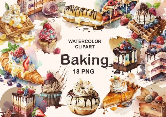 Download Watercolor Baking Clipart, Bakery Png - Baking Collection