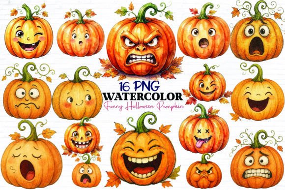 Download Funny Halloween Pumpkin Clipart Bundle - Halloween pumpkin Collection