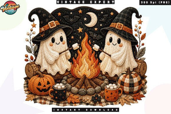 Download Halloween Ghost Campfire Patchwork PNG - Halloween ghost Collection