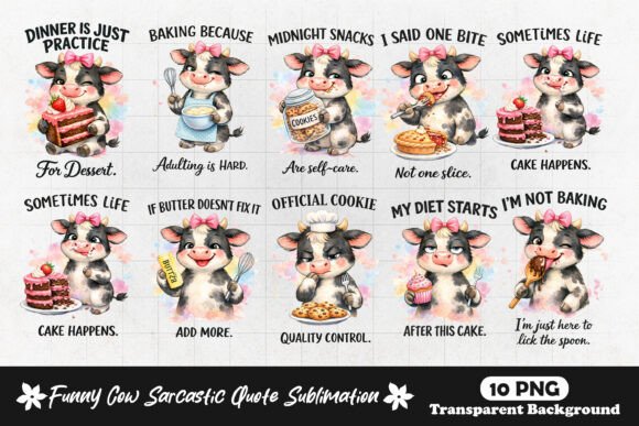 Download Funny Cow Baking Quotes Cartoon Cow PNG - Baking Collection