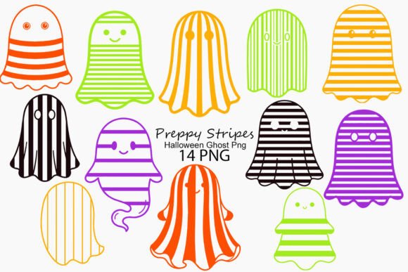 Download Preppy Stripes Halloween Ghost Png - Halloween ghost Collection