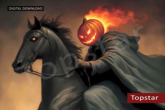 Download Halloween Decor Flaming Pumpkin Head Art - Halloween decor Collection