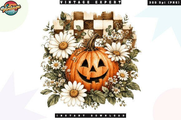 Download Floral Halloween Pumpkin Buffalo Plaid - Halloween pumpkin Collection