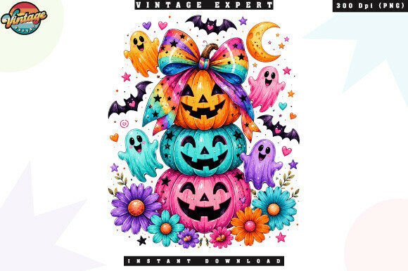 Download Rainbow Bow Halloween Pumpkin Stack PNG - Halloween pumpkin Collection