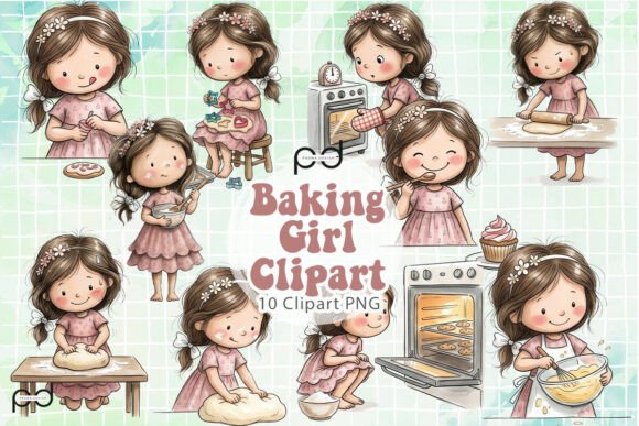 Download Baking Girl Illustrations Graphics - Baking Collection